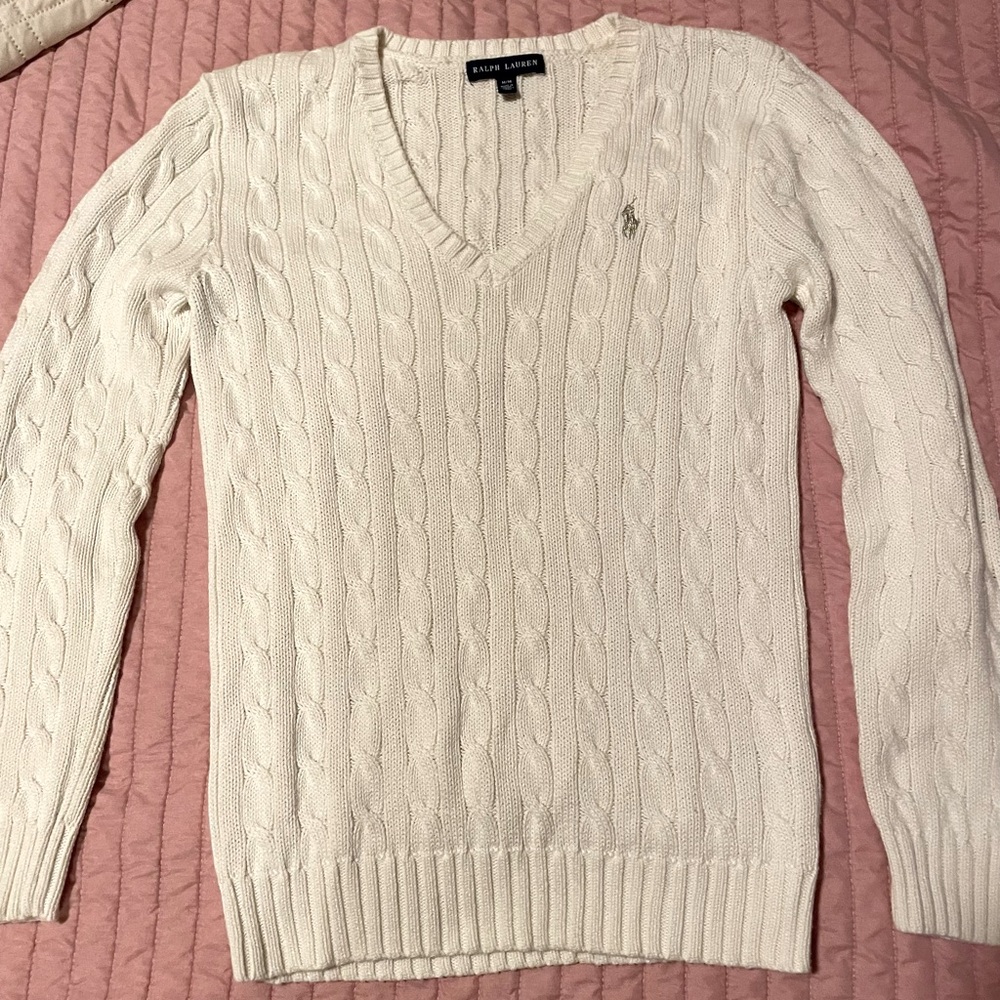 Ralph Lauren Cream V-Neck Sweater